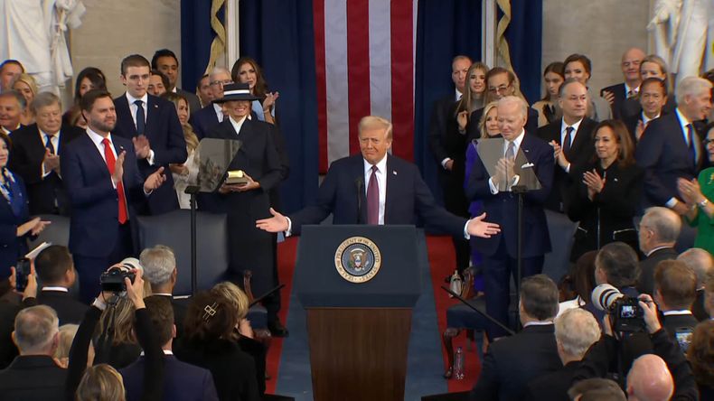 Donald Trump durante su discurso de asunción.