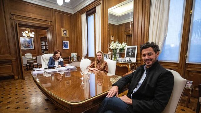 Alesandri, Estévez y Cristina Fernández de Kirchner, en el despacho de la vice. 