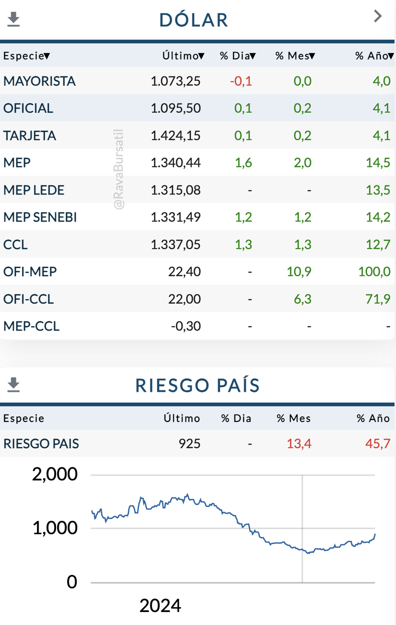 La semana financiera nacional cerró en rojo intenso. (Fuente: Rava Bursátil).