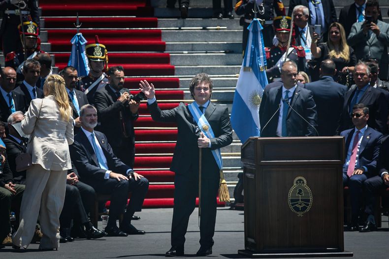 Javier Milei en su discurso de asunción (Foto: Télam)