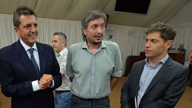Sergio Massa, Máximo Kirchner y Axel Kicillof, 