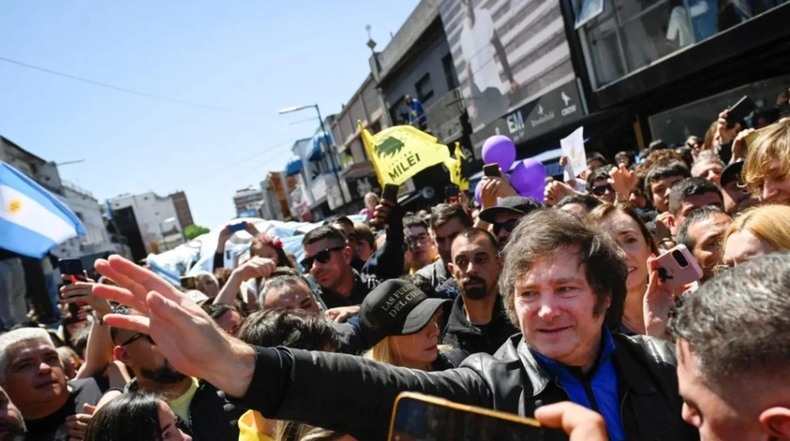Javier Milei en Córdoba, durante la visita previa a las elecciones PASO de agosto.