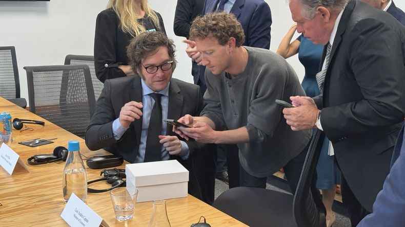 Javier Milei y el ceo de Meta, Mark Zuckerberg.