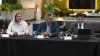 Mauricio Macri junto a Gisela Scaglia y Maximiliano Pullaro, gobernador de Santa Fe, en su última visita a Rosario.