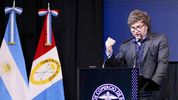Javier Milei en la Bolsa de Comercio de Rosario: el presidente repetirá tras haber estado el año pasado.