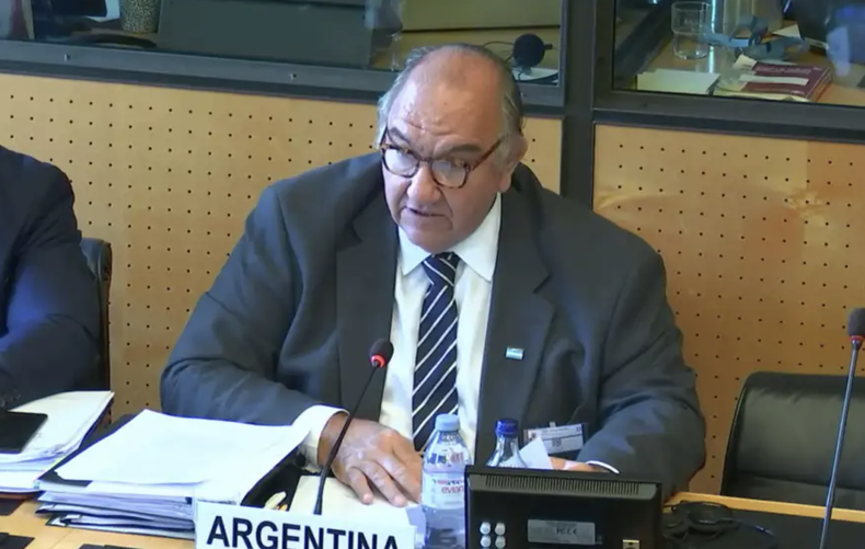 El subsecretario de Derechos Humanos del gobierno de Javier Milei, Alberto Baños, en la ONU. 