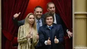 Javier Milei, Karina Milei, Diego Santilli y Manuel Adorni: todo bien en el Congreso. Javier Milei, Karina Milei, Diego Santilli y Manuel Adorni: todo bien en el Congreso.