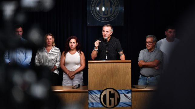 Jorge Sola, cosecretario general de CGT, en la conferencia de prensa tras el anuncio de la movilización