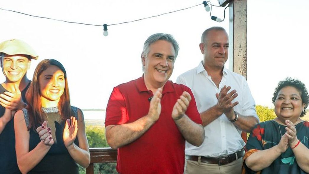 Martín Llaryora en un acto del fin de semana junto a Victoria Flores