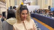 Lourdes Arrieta y su ya célebre patito, en la Cámara de Diputados.