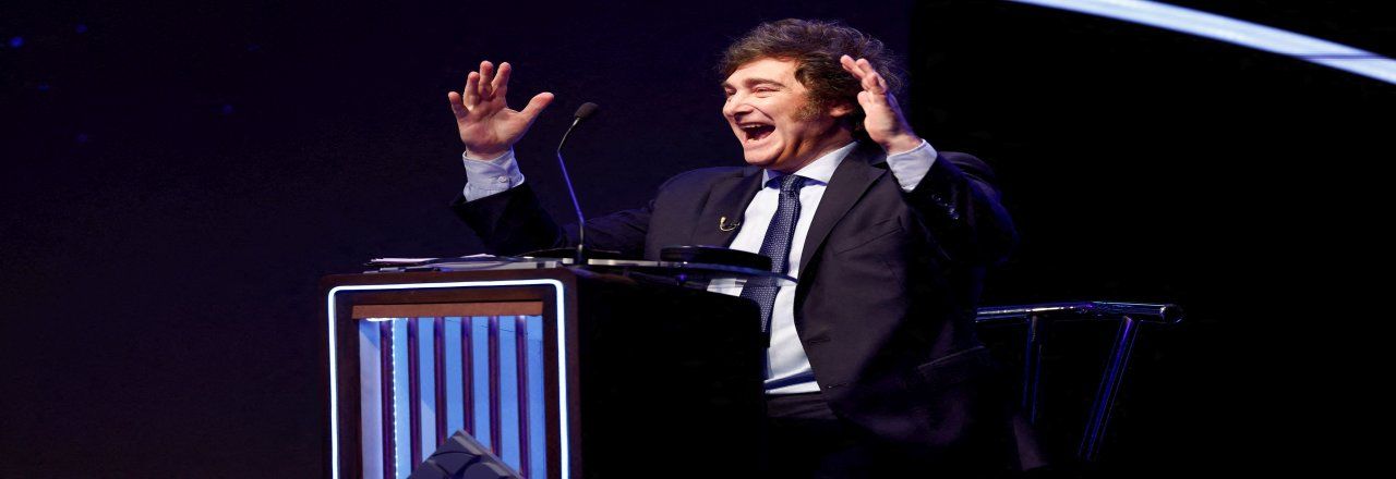Javier Milei en el debate presidencial en Santiago del Estero