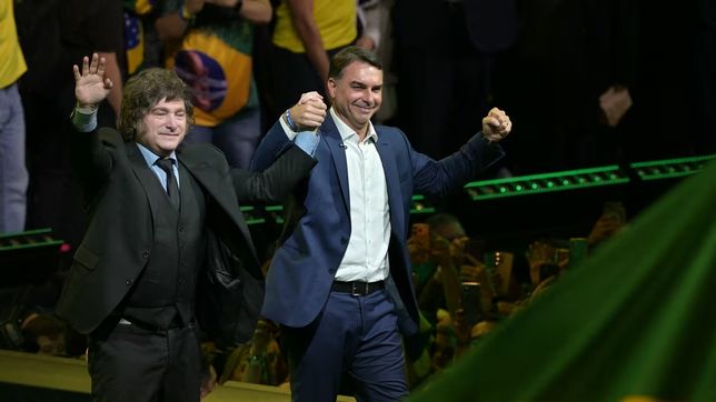 Javier Milei y Flávio Bolsonaro.