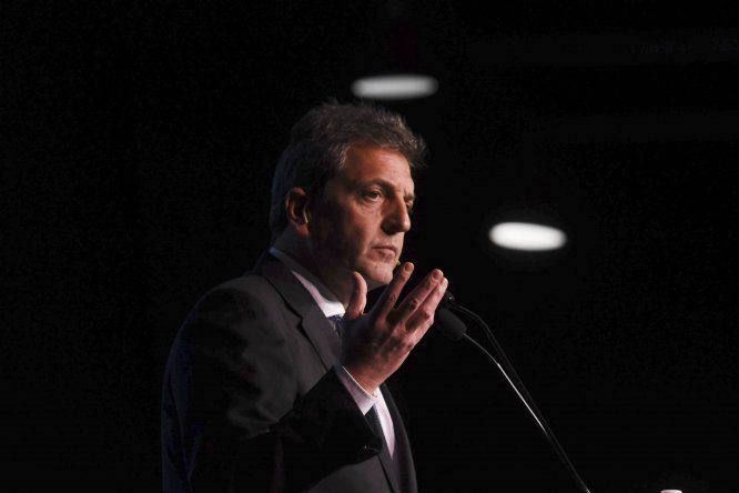 Sergio Massa, precandidato a presidente de Unión por la Patria en La Rural (Foto: Télam)
