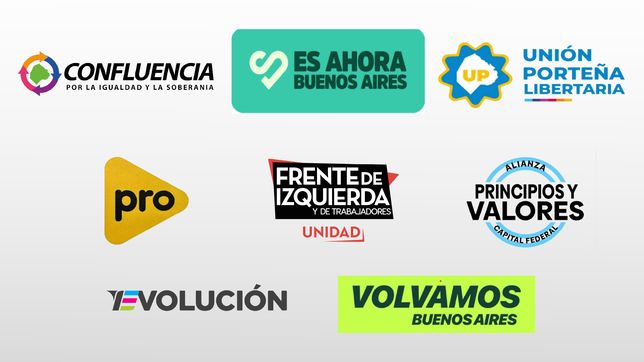 Las ocho alianzas inscriptas para competir en las elecciones de la Ciudad de Buenos Aires presentaron sus logos.