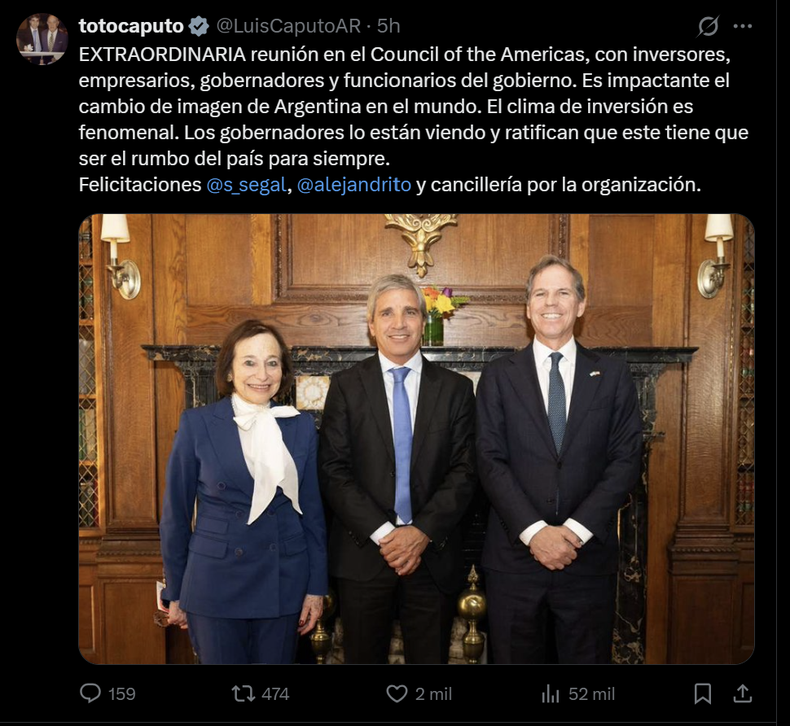 Toto Caputo, Alec Oxenford y Susan Seagal, del Council, en la previa de Argentina Week.