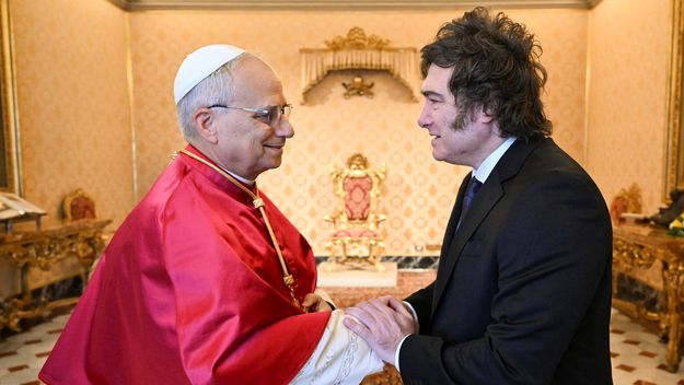 El papa León XIV y el presidente Javier Milei El papa León XIV y el presidente Javier Milei