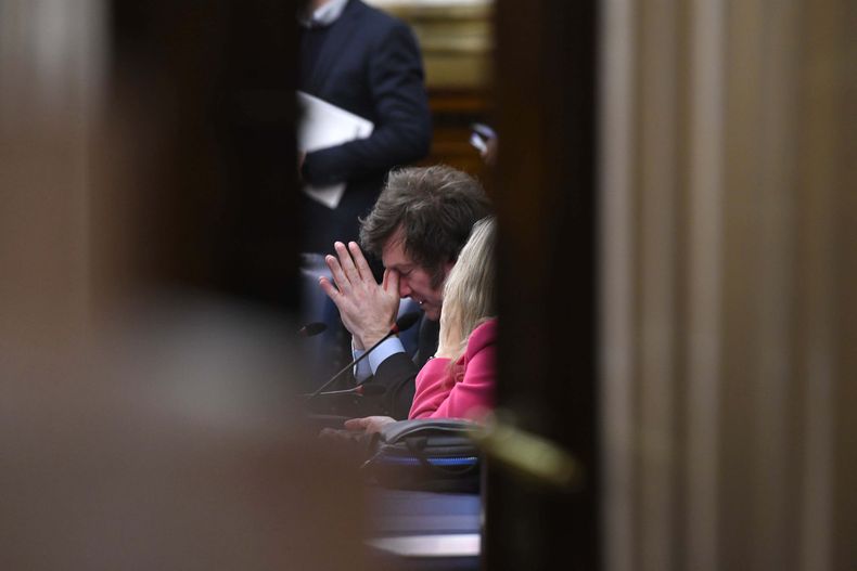 Javier Milei antes de que comience la sesión en el Congreso. (Foto: Télam) Javier Milei antes de que comience la sesión en el Congreso. (Foto: Télam)