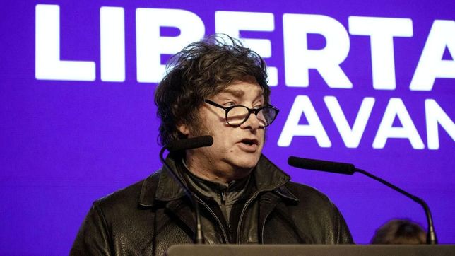 Javier Milei, en el búnker de la derrota del 7-S.