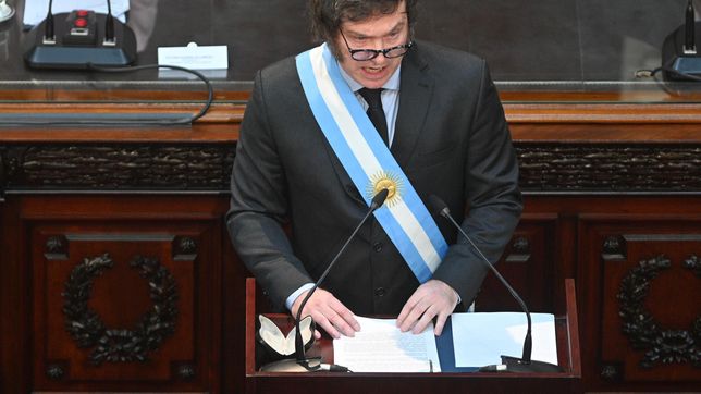 Javier Milei durante la Asamblea Legislativa.