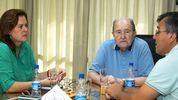 Carlos Verna, en su bunker de General Pico, la segunda ciudad de La Pampa, junto a Fernanda Alonso, la intendenta a la que él mismo lanzó como posible gobernadora.