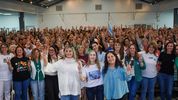 Una de las fotos de la unidad del PJ de La Pampa esta semana: la candidata Lichi Marín rodeada por ultravernistas como Fernanda Alonso, Alicia Mayoral y Silvia Larreta.