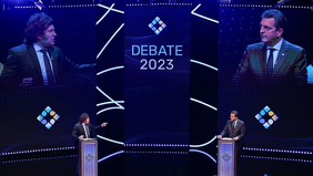 Sergio Massa y Javier Milei en el Debate presidencial antes del 19 de noviembre.