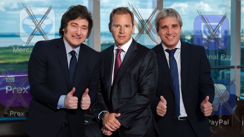 Jorge Brito, Javier Milei y Toto Caputo (Fotomontaje).