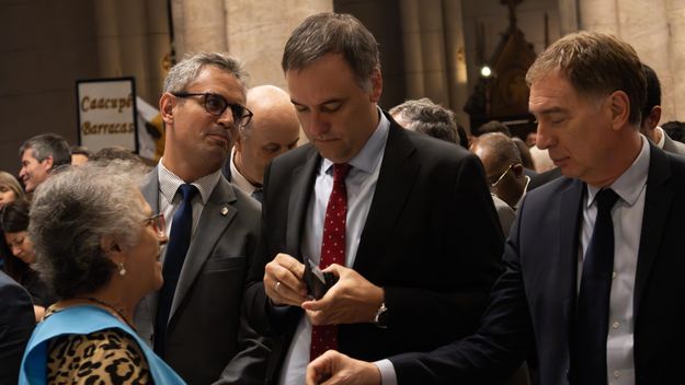 Menem, Adorni y Santilli.