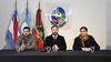 Francisco Azcué (JxER) junto a Luciano Del Ollio (izq) y Pablo Ferreyra (der), en una conferencia de prensa sobre el Pacto de Julio que el intendente de Concordia pretende firmar en agosto.&nbsp;