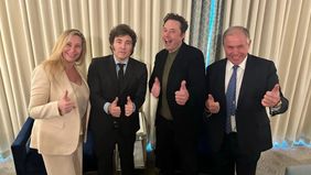 Karina y Javier Milei, Elon Musk y Gerardo Werthein