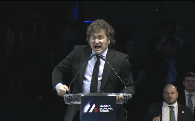 Javier Milei en Madrid: Muerte al socialismo y zurra al bandido local.