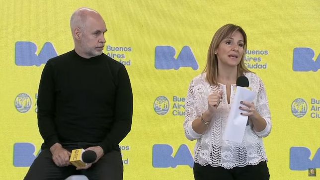 Horacio Rodríguez Larreta y Soledad Acuña en un acto.
