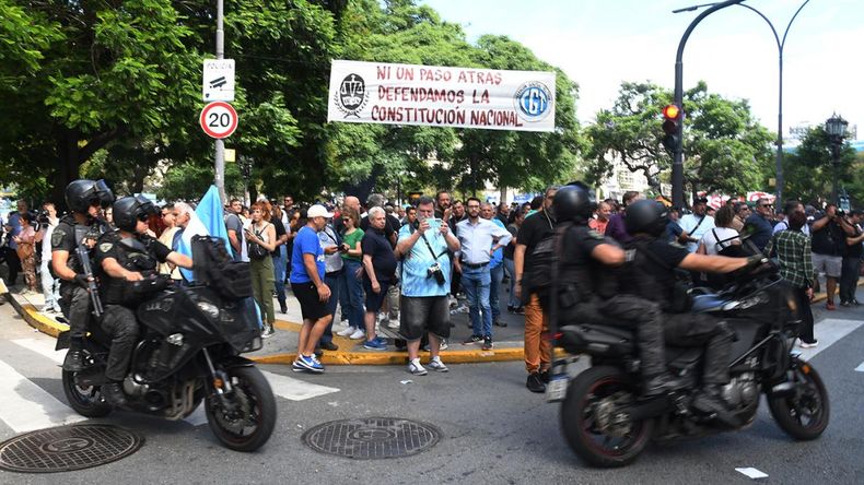 El Protocolo Antipiquetes aplicado durante la movilización convocada por la CGT a Tribunales.