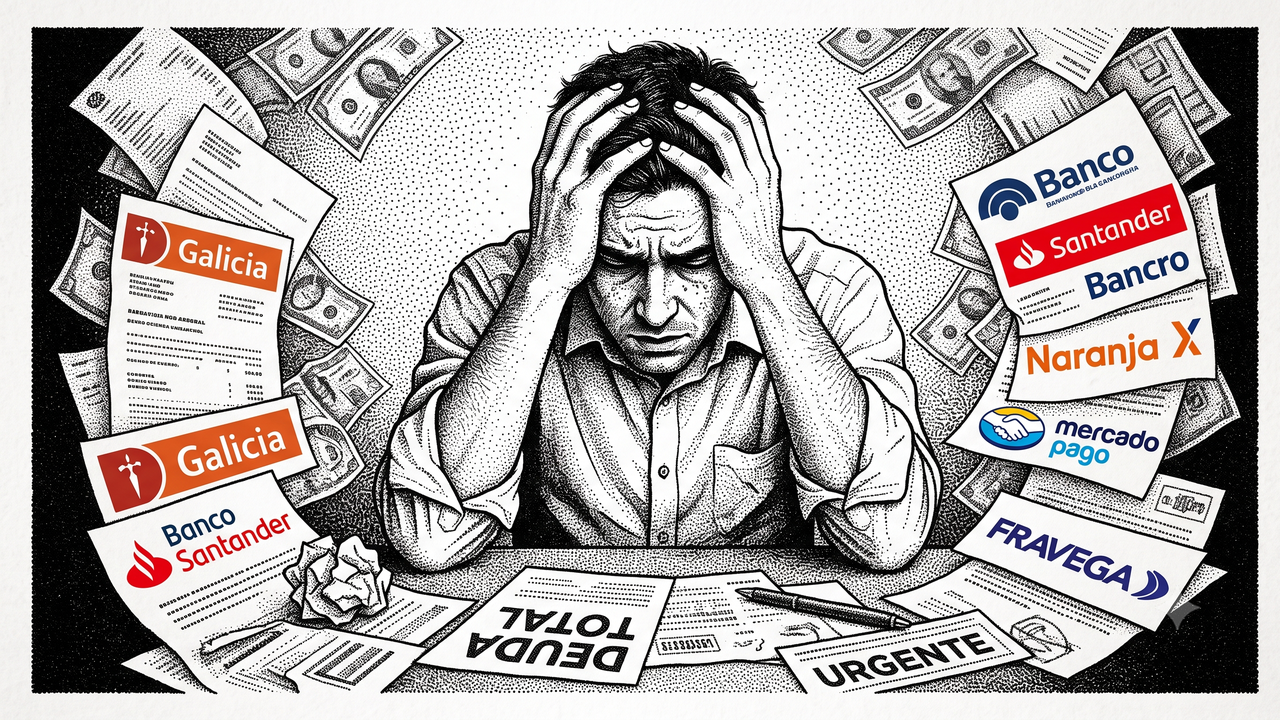 Las deudas de las familias se concentran en un puñado de bancos y fintechs (imagen generada con IA).