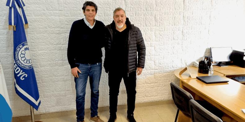 Pablo Barreno y el dirigente de ATE, Rodolfo Aguiar.
