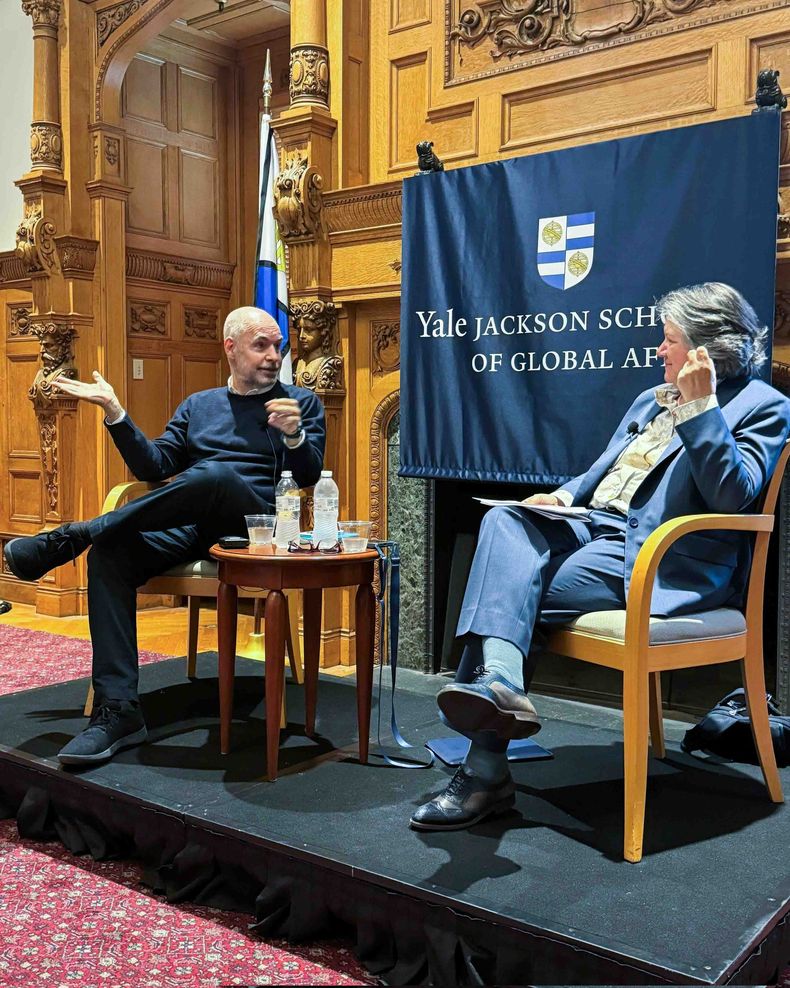 Horacio Rodríguez Larreta en una charla en la Universidad de Harvard.