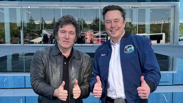 El presidente Javier Milei junto a Elon Musk.