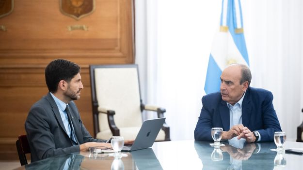 El gobernador Maximiliano Pullaro y Guillermo Francos, jefe de gabinete de Javier Milei