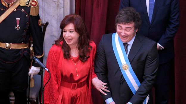 Cristina Fernández de Kirchner y Javier Milei, en el Congreso.