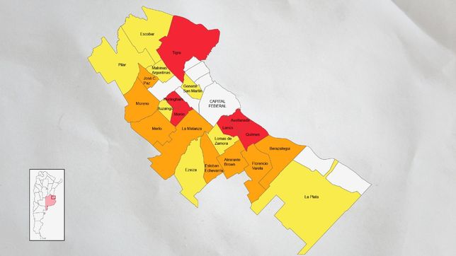 el mapa de calor de la interna peronista en el conurbano