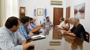 El intendente de la capital de La Pampa, Luciano di Nápoli, con la cúpula de la Lista Celeste: compartieron interés y son aliados con vaivenes.