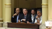 Diego Santilli, en el Congreso, con Ignacio Devitt, Lule y Martín Menem.&nbsp;