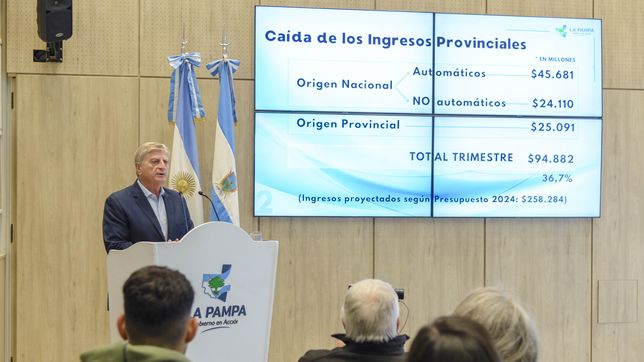 El gobernador de La Pampa Sergio Ziliotto reveló que las políticas de ajuste impactaron en el trimestre con un recorte de casi $100.000 millones.