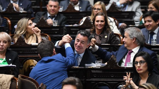 Gabriel Bornoroni, jefe de La Libertad Avanza, durante la votación de la ley Hojarasca, de Federico Sturzenegger.&nbsp;