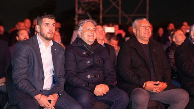 Juan Manuel Cavagliato, Martín Llaryora y Chiqui Tapia en Córdoba