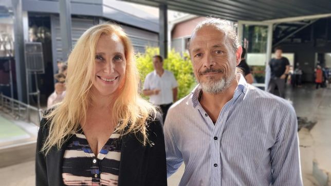 El presidente del Partido Libertario de San Francisco, Germán Cassinerio, junto a Karina Milei.