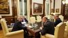El presidente Alberto Fernández junto al ministro de Seguridad, Aníbal Fernández, el gobernador Omar Perotti y el intendente de Rosario, Pablo Javkin.
