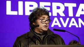 Javier Milei, en el búnker de la derrota del 7-S.