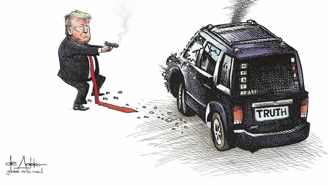Donald Trump y su relación con la verdad tras el asesinato de Renee Nicole Good a manos de un agente del Servicio de Inmigración y Aduanas (ICE), según la ácida mirada de Michael de Adder en The Globe and Mail (Canadá).