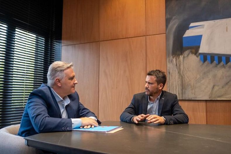 Marcos Torres y Martín Llaryora, reunidos en Córdoba.&nbsp;